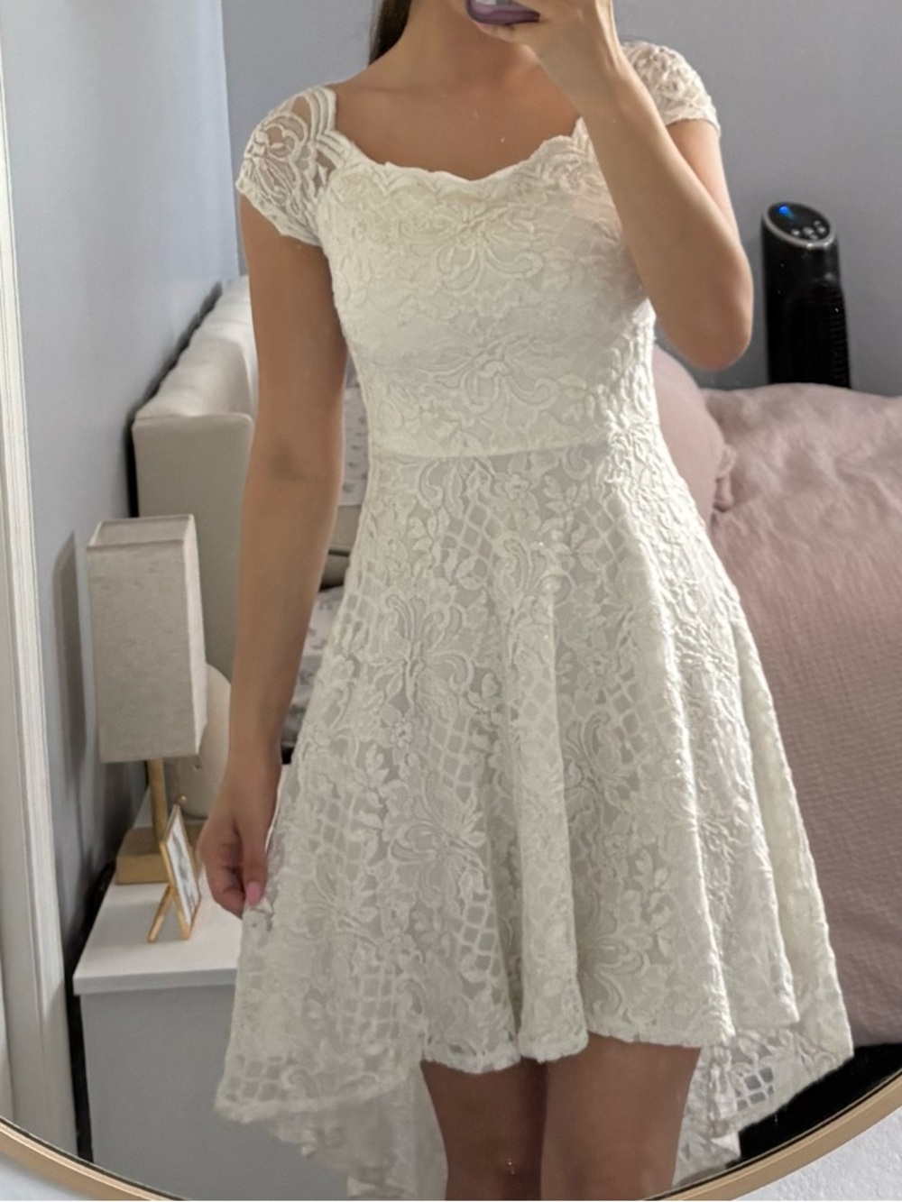 White floral Lace dress off shoulder Women’s Dress